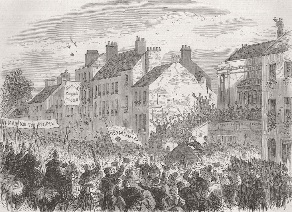 IRELAND. Scene at the Kilkenny Election 1865 old antique vintage print picture